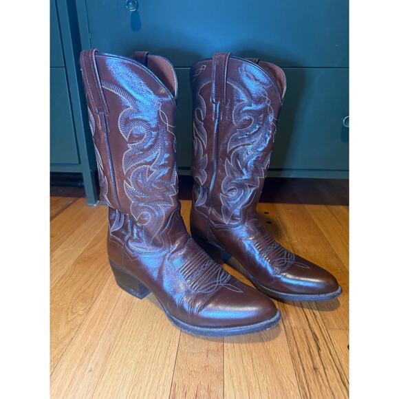 Dan Post Men's Sz 9D Brown Leather Cowboy Western Ranch Pull On Boots - Picture 2 of 11